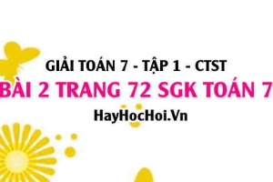 Giải bài 2 trang 72 Toán 7 Tập 1 SGK Chân trời sáng tạo
